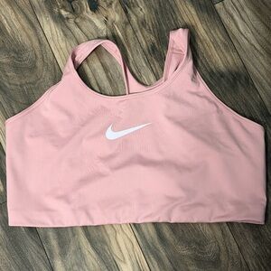 Nike Light Pink Racerback Sports Bra with White Swoosh